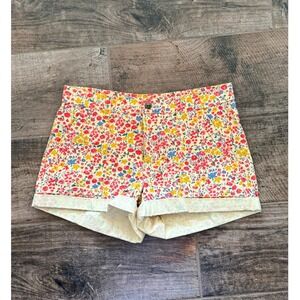 Toad&Co Earthworks Ditsy Floral Organic Cotton Camp Shorts, Yellow,8 (NWOT)
